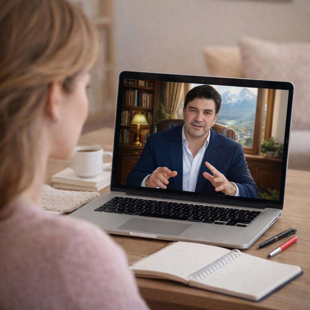 Videokurs-Ansicht auf Bildschirm